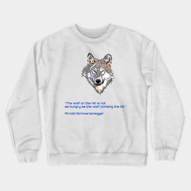 Wolf with qoute (blue) Crewneck Sweatshirt by MN-STORE